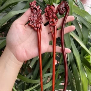 Retro Style Wood Handmade Carved Out Hair Tools