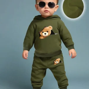Fun Bear  Long Sleeve Fleece Sweatshirt Pants Set
